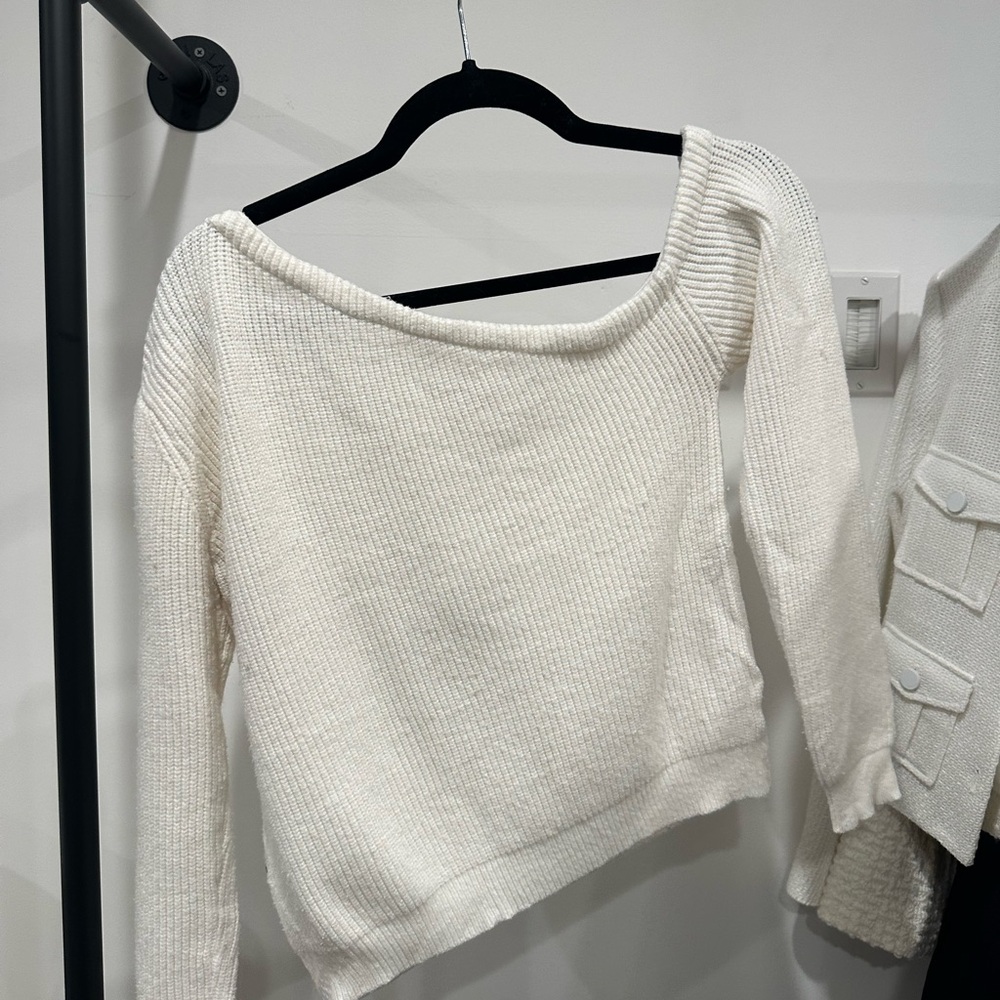 superdown Off-the-Shoulder Sweater in White